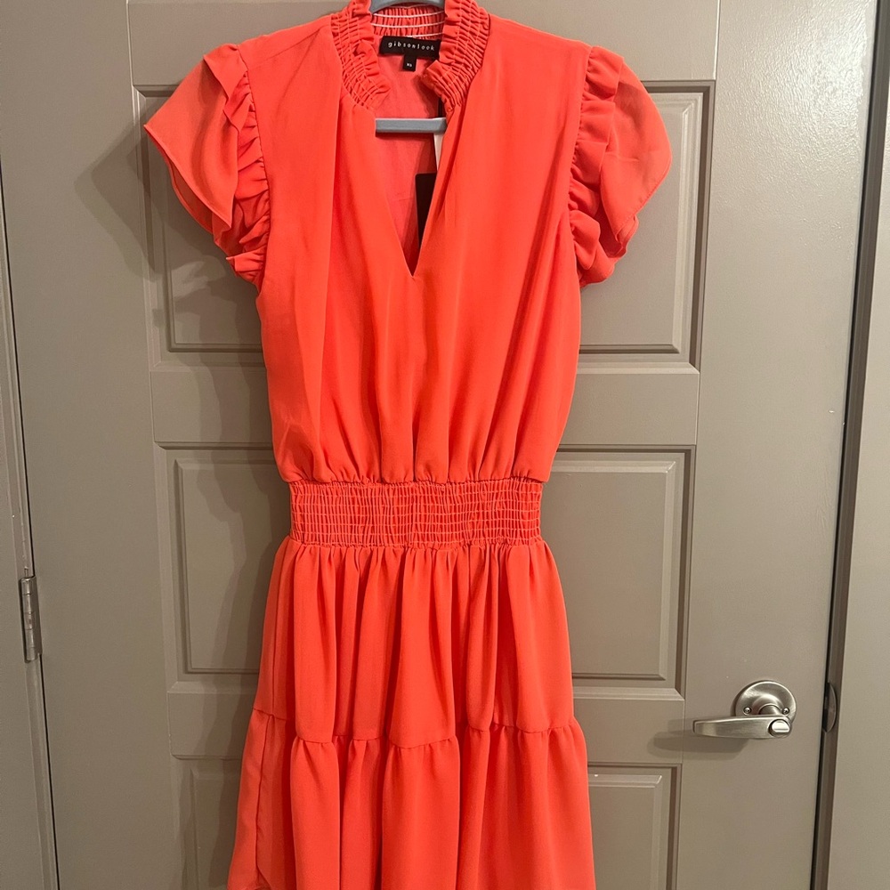 Coral Pink Short Sleeve Mini Dress